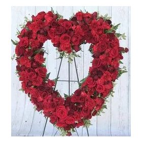 Red Roses szív alakú gyászkoszorú