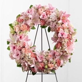 Pasztell Pink Rózsa gyászkoszorú